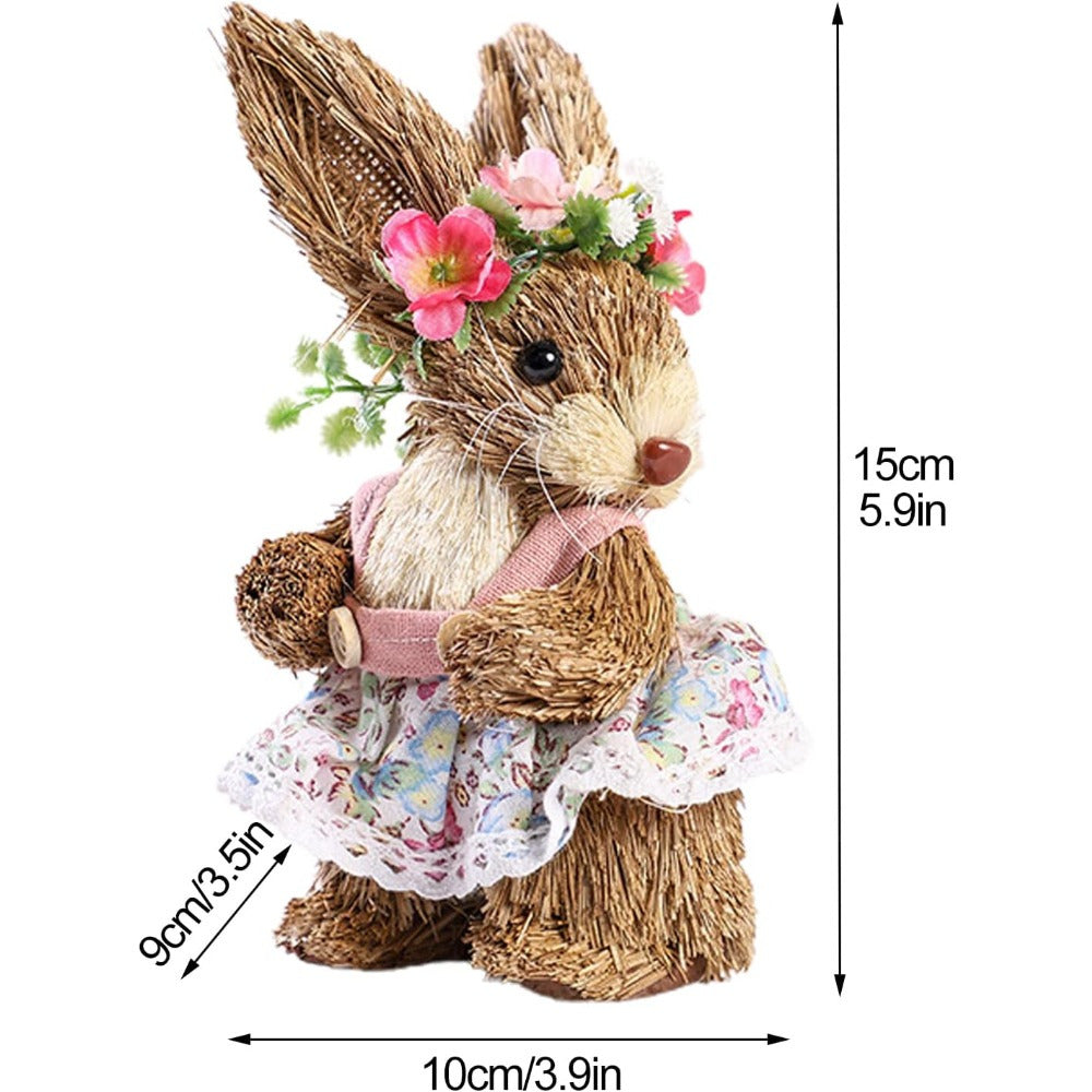 Funny Sisal Easter Bunny Spring Home Decor Statue-4