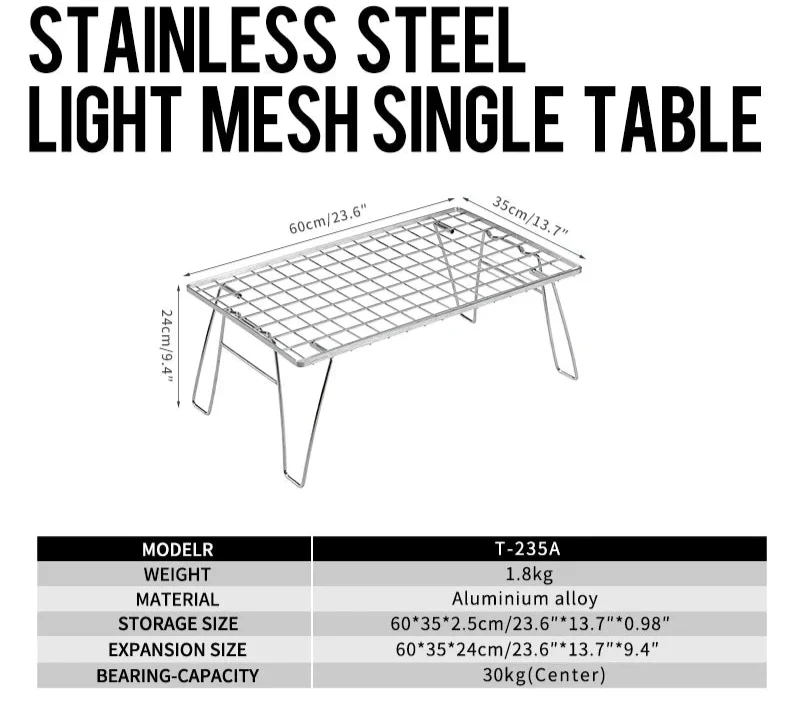 Heavy-Duty Camping BBQ Table Foldable Grill Silver-1