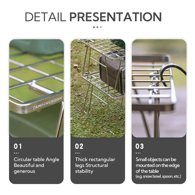 Heavy-Duty Camping BBQ Table Foldable Grill Silver-4