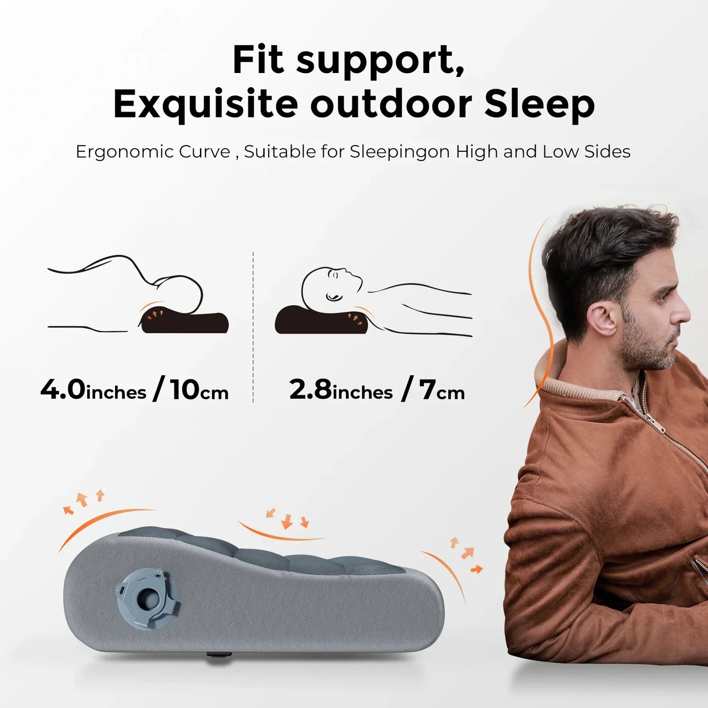 Ergonomic Inflatable Camping Air Pillow Grey-2