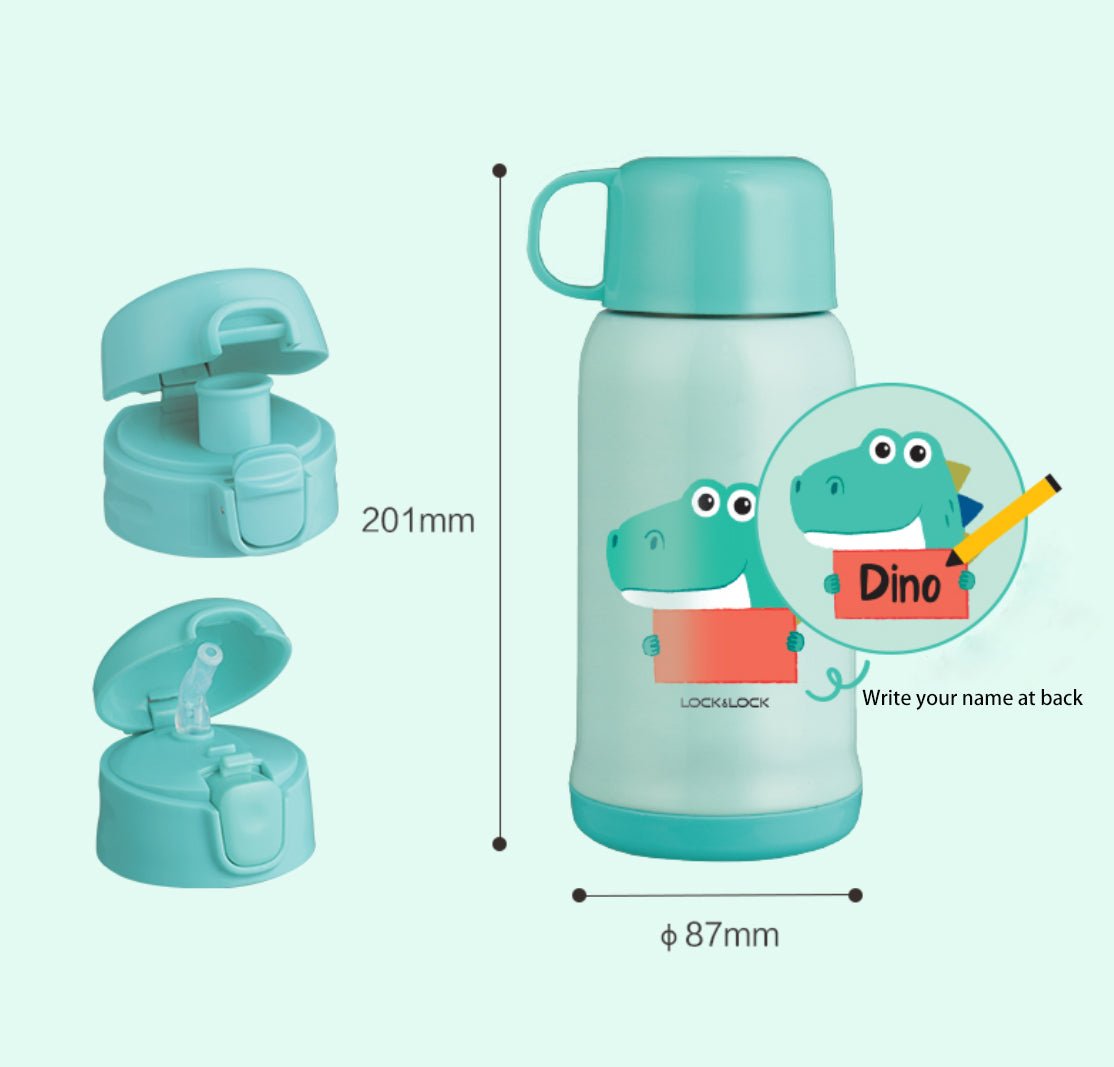 Animal Friends Kids 3 Lid 550ml Mint Insulated Water Bottle-2
