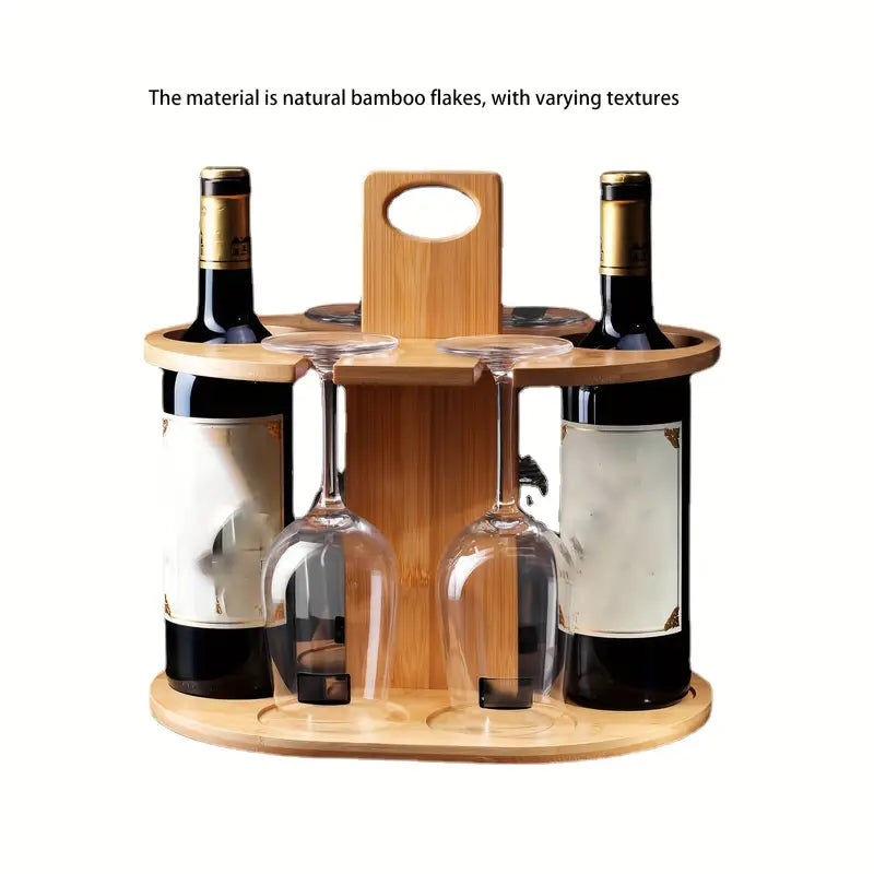 Elegance Elevated: Wooden Tabletop Wine Rack with High-Legged Cup Inverted Cup Design-3