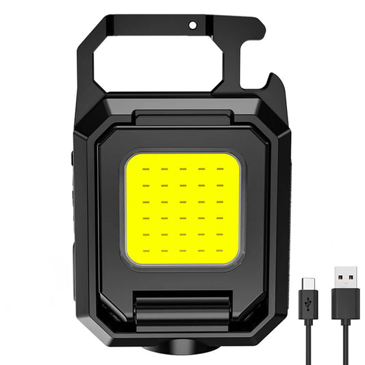 LED Mini Keychain Light Type-C Rechargeable Flashlight-0