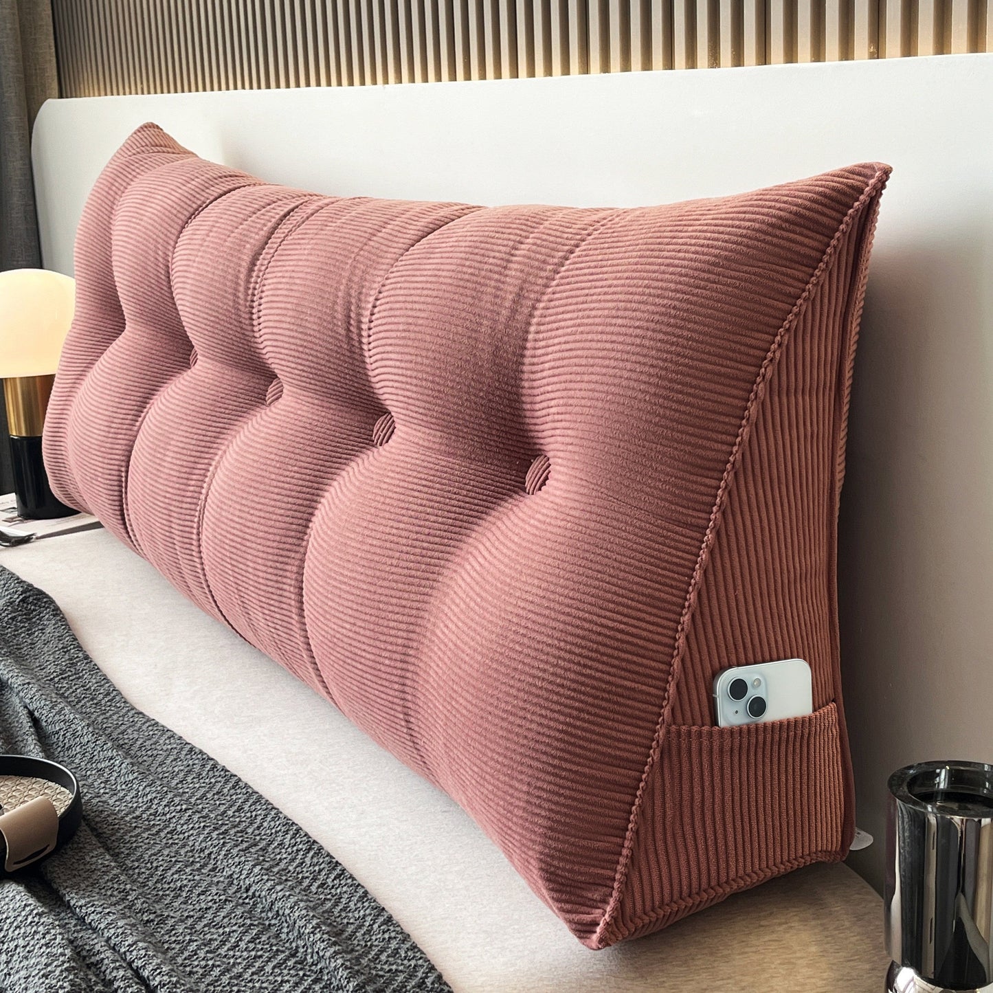 Wedge Floor Cushion with Striped Side Storage-2